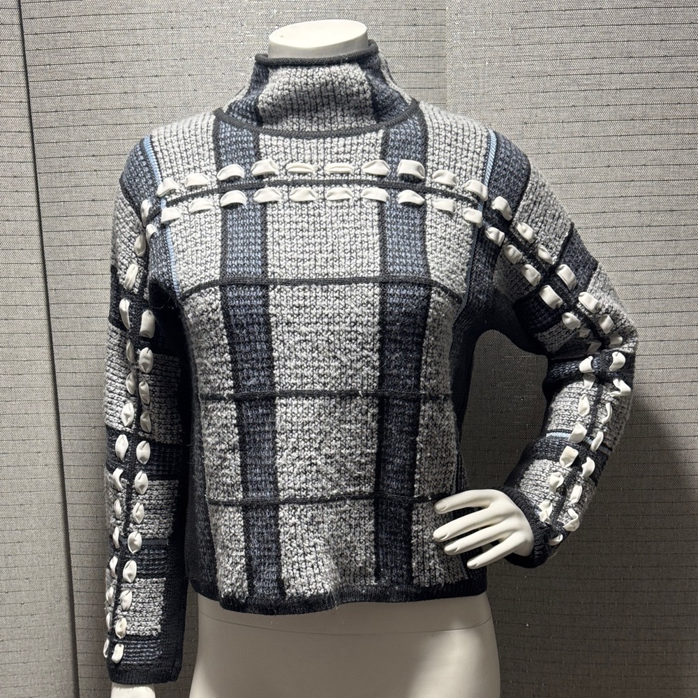 Club Monaco Black and Gray Turtleneck Sweater